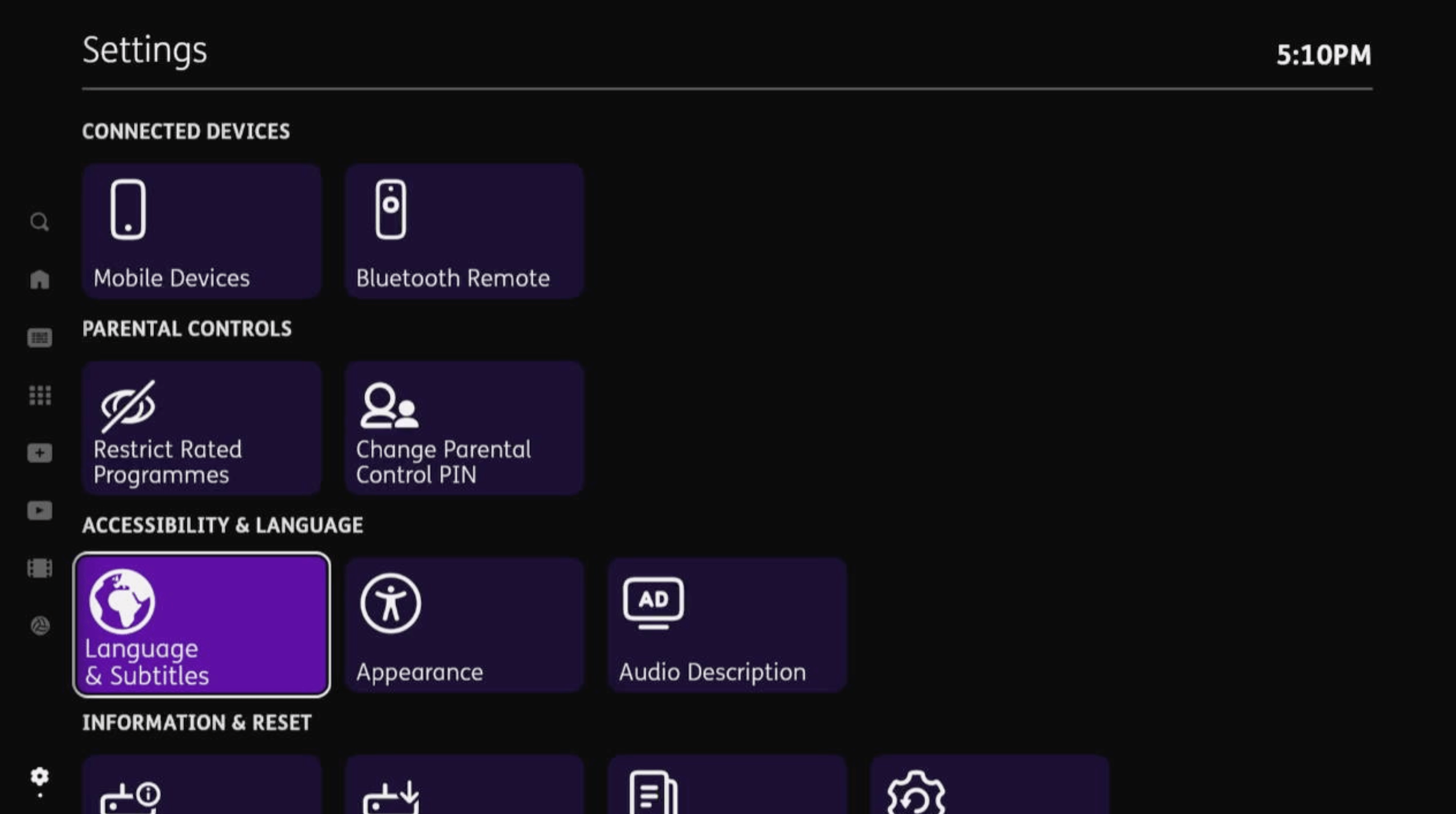 Accessibility settings